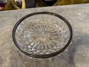 Divided Crystal Bowl with Silver-Plate Rim