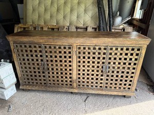 Large Wood & Metal Wine CabinetBuffet