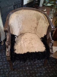 Upholstered Carved Wooden Swan Chair