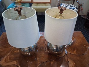 Set of (2) Round Mercury Glass Lamps