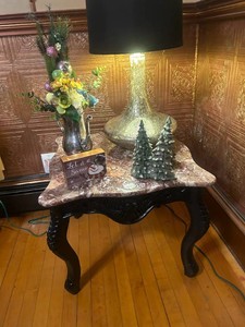 Square Rosewood Marble-Topped Table