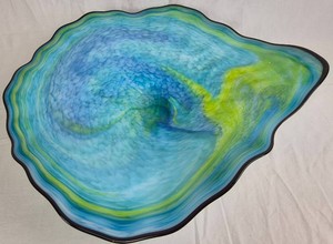 Hand Blown & Sculpted Glass Vessel  Bowl by Stan ONeil