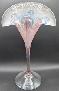 Vandermark Signed Handblown Art Glass Fan Vase 1504A