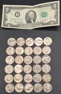 United States Bicentennial Coin Lot 2 - 30 Bicentennial Quarters and 1976 $2 Bill