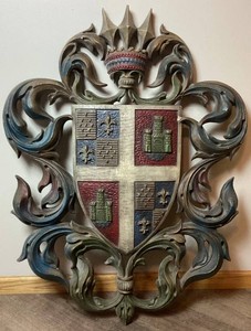 Vintage Heraldic Coat of Arms Wall Sculpture  by Burwood Products Co. 1960s