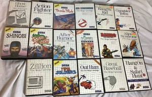 Sega Master System Games Bundle - 17 Games including Action Fighter, Double Dragon, Ghostbusters, Rambo, King Fu Kid, After Burner and More
