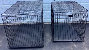 Two Dog Kennels - Metal Wire with Plastic Base Tray