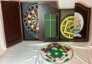 Dart Board Special - 3 Dart Boards, 5 Playing Surfaces, Two Wood Cabinets & Darts