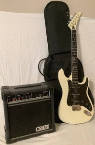 Aria Pro II FS Series Elecric Guitar with Fender Guitar Case & Crate G10XL Amplifier