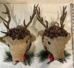 Gallerie II burlap reindeer head ornaments Christmas Holiday