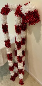 Group of 4 tinsel candy cane Christmas decoration