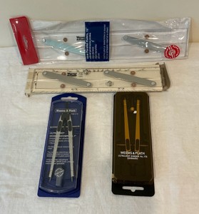 Group of Weems &amp Path compasss and protractors engineers tools