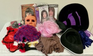 Group of Halloween Wigs Hats decorations, costume, props