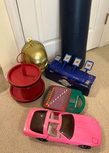 Group of misc children toys, barbie car