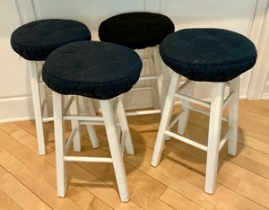 Group of 4 white wood bar stools&nbsp