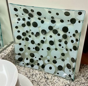 Glass polka dot platter