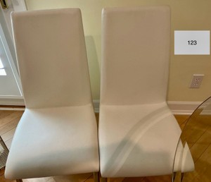 Set of 2 America Glenview white side chairs, white faux leatherette material