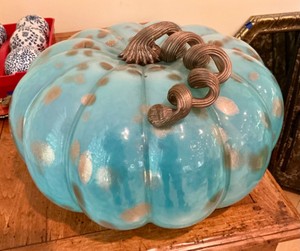 Art Glass light blue pumpkin figure