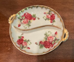 Porcelain Japan hand painted candy dish with roses