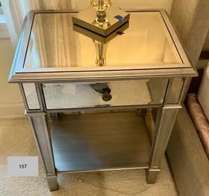 Pier 1 imports Hayworth mirrored nightstand, silver finish, drawer and shelf