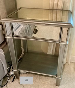 Pier 1 imports Hayworth mirrored nightstand, silver finish, drawer and shelf
