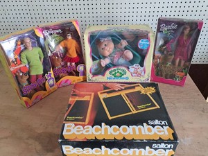 Scooby Doo Barbies, Cabbage Patch Kids Newborn, Salton Beach Comber NIB