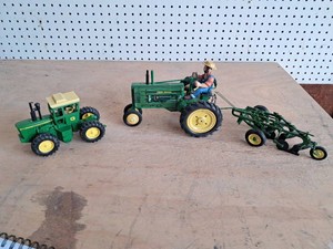 John Deere Model 7020 & Tin Model B with Plow