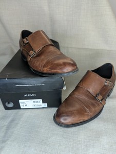 Brown leather Alfani "Luxton" double monk strap dress shoes in size 12M