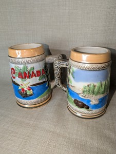 Vintage Canada ceramic beer steins manufactured in Japan