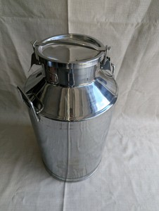 Heavy-duty stainless steel milk can, 27 tall