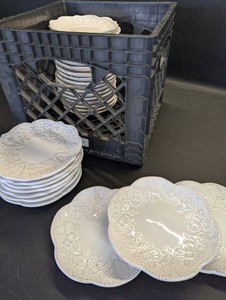 Crate of (28) Maison Versailles Blanc Colette salad plates
