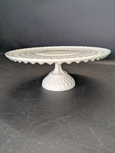 Vintage Westmoreland or Fenton white milk glass pedestal cake stand