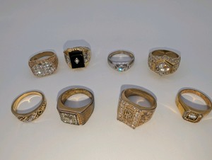Vintage Mens Ring Lot, Gold plated 925-For repairmissing stones