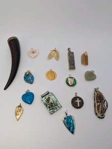 Natural Stone, Gold Filled, Shell Pendant Lot of 15