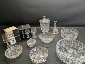 Huge Vintage Crystal Lot  Bowls, Wine Glasses, Vases