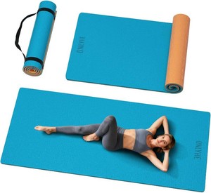 Extra Long & Wide Thick Yoga Mat for Tall Men & Women,76x32.6x7mm - High Density TPE Non-Slip Both Sides, Lightweight 1.1kg with Superior Cushioning for gymnastics, Pilates, Home, Workout (Blue-orange)