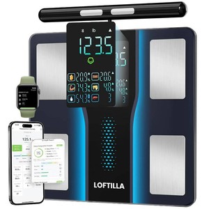 LOFTILLA Smart Scale for Body Weight, 8-Electrode Bluetooth Bathroom Scale with BMI Body Fat Muscle Mass, 50 Full Body Composition Metrics, High Accurate Scales with 5.4 Large LED Display Black