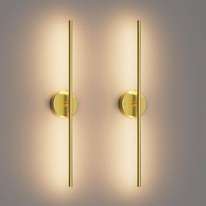 28In Gold Wall Sconce Set of Two,Modern Hardwired Bathroom Wall Sconces Vantiy Light 3000K LED 360  Rotatable for Bedroom Bathroom Living Room (2 Pack)