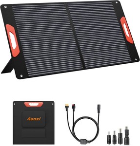 120W Portable Solar Panels for Power Station, 120 Watt ETFE Monocrystalline Foldable 20V DC Output Solar Panel Charger, 24% High Efficiency, QC3.0 USB-A & Type-C Output for Outdoor Camping RV Blackout