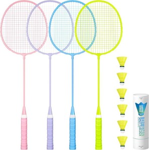 AboveGenius Badminton Rackets Set, Lightweight Badminton Set Includ 46 PCS Rackets, 6 Birdies, Outdoor Backyard Games, Racquets for Adults, Teens, Family Beginner