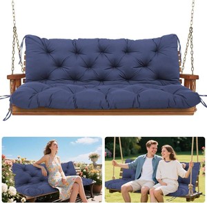 Porch Swing Cushions Outdoor, 5 Inch Thick Waterproof 2-3 Seater Replacement Swing Cushion with Backrest and Anti-Slip Ties, Perfect for Porch, Patio, Garden, Outdoor Bench Furniture, 60 40 5 Inch