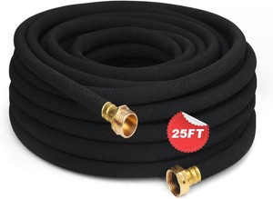 Heavy Duty Soaker Hose 25FT 12 Inch Rubber Garden Drip Irrigation Hose with Solid Brass Connector Water Saving Linkable Soaker Hose for Garden Bed Flower Vegetable Lawn