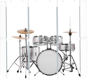 $280 Portable Drum Shield 5-Panels 2ft x 5ft - Acrylic with Stainless Steel Hinges - Perfect for Churches, Home Practice, and Live Performances. (5 Panels)