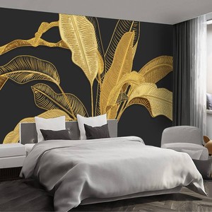 Gold Banana Leaf wall murals Peel and Stick self Adhesive Wallpaper for Bedroom Living Room - 58x86