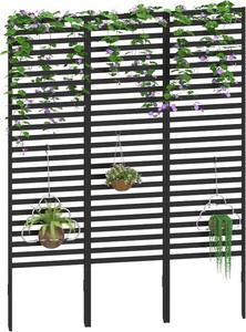 CADUKE Black Metal Outdoor Privacy Screen, Decorative Privacy Fence for Yard, Patio - Outdoor Divider, Garden Fence, Air Conditioner Fence, 12 Panels with 6 Stakes