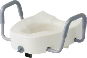 3 COUNT Medline 5 Elongated Raised Toilet Seat, with Lock and Removable Padded Arms- A Medical Seat for Seniors, Elderly, Adults, or Post-Surgery Recovery, 1 Ct.