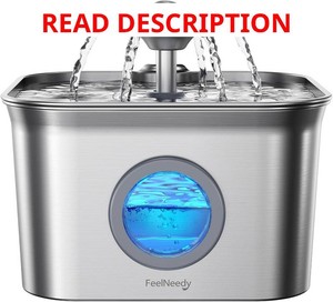 Stainless Steel Cat Water Fountain, 99oz2.8L Auto Pet Drinking Fountain with 20dB Ultra-Quiet Pump- Ideal for Timid Pets, LED Water Level Window, Dishwasher Safe, 247 Circulating Flow - FEELNEEDY