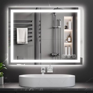 Koonmi 24x36 LED Bathroom Mirror, Backlit  Front Lit, LED Bathroom Mirror with Lights for Wall, 3 Colors, Anti-Fog, Dimmable Brightness, Memory Function, Tempered Glass
