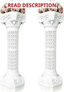DAMAGED, SINGLE Vintage Wedding Roman Pillars, Columns and Pillars,White Pillar Stand for Ceremonies,Events,Banquets,Flower and Plant Display(Heart Shaped)