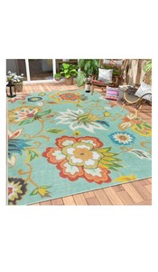 Lahome Floral Indoor Outdoor Rugs, 6x9ft Non Slip Outdoor Patio Rug for Balcony Deck, Soft Outdoor Area Rug for Camping PicnicBackyard, RV Outdoor Rugs for Living Room Dining Bedroom,Multi